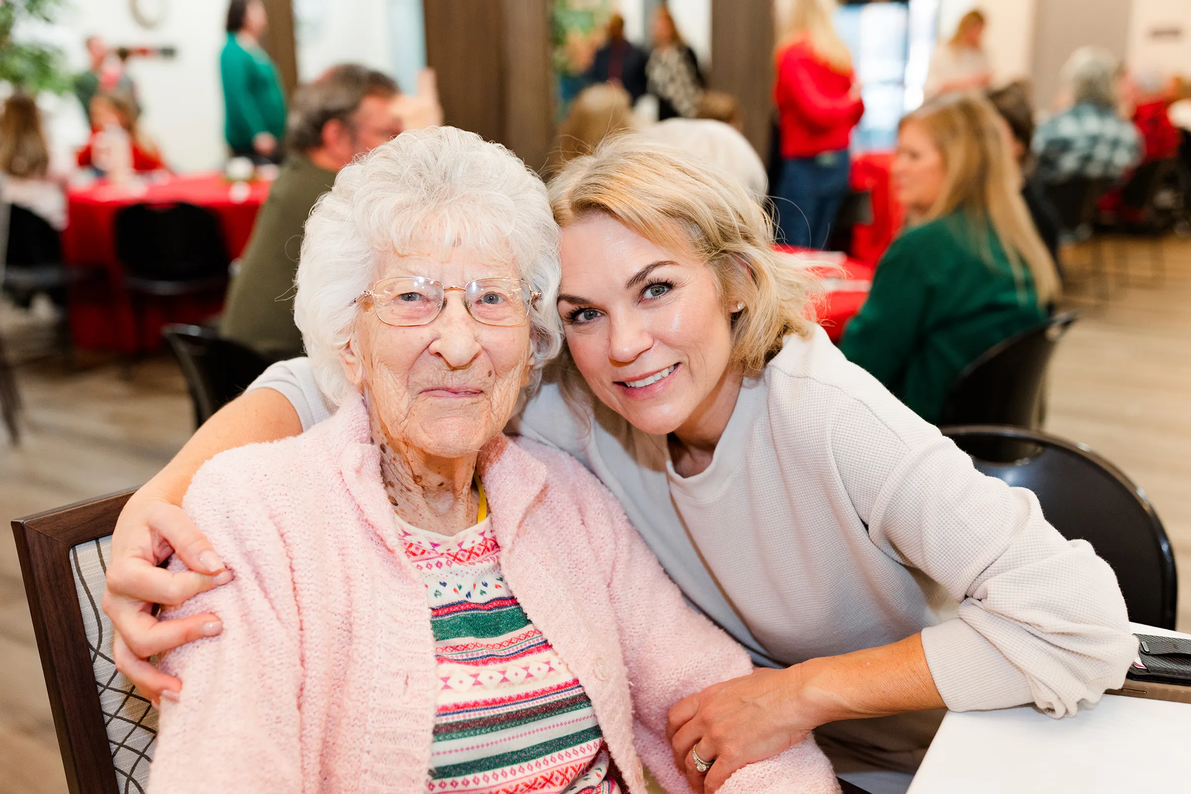 Family visiting resident at Emory Mills