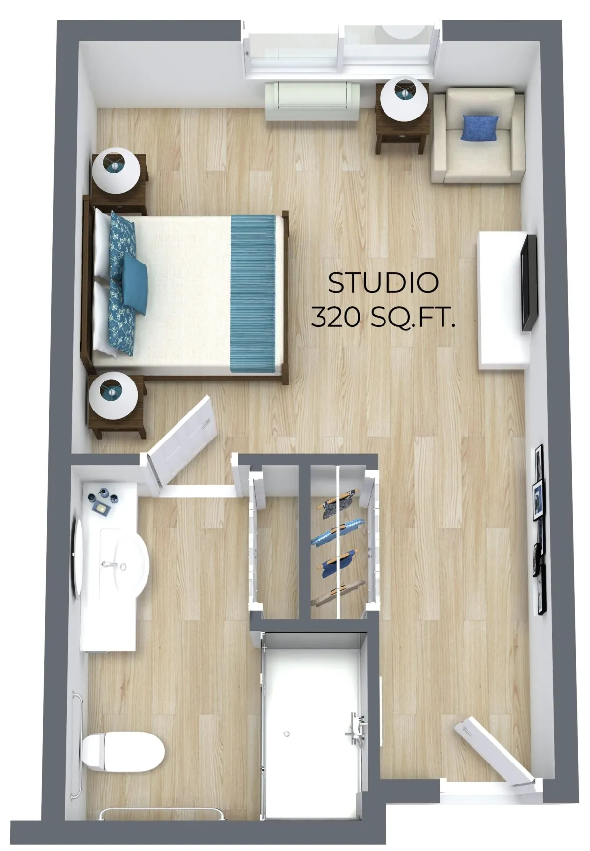 Studio 320 sqft floor plan